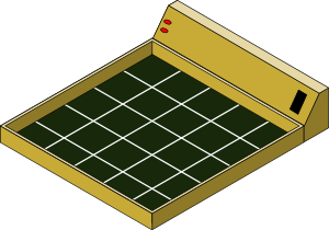 An isometric drawing of the game board, as planned at the start of the project